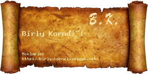 Birly Kornél névjegykártya